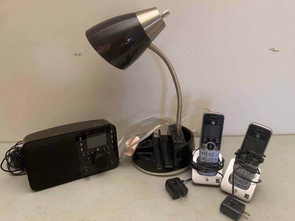 Desk Lamp, Phones etc