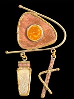 Copper & Brass Pendant / Pin