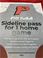 PHS Football sideline pass for 1 home game