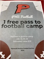 PHS Football 1 free pass to football camp