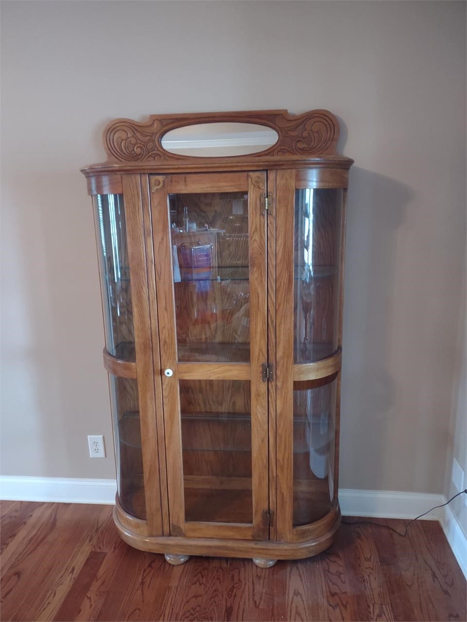 Curved Glass China Cabinet 77" Tall