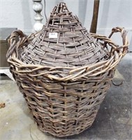 Wicker wood basket w/Glass Jug