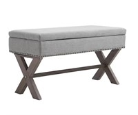 Grey Polyester Fabric Entryway Show Storage Bench