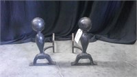 ANTIQUE FIREPLACE END IRONS