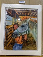 Western Cowgirl Poster with Golden Horse Girl Oil