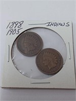 1888, 1905 Indian Head Pennies