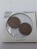 1900, 1901 Indian Head Pennies