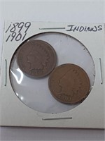 1899, 1901 Indian Head Pennies