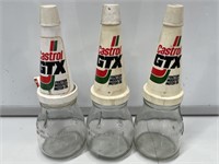 3 x Castrol GTX Plastic Tops on 500ml Bottles