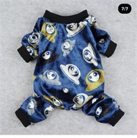 UFO Alien Dog Pajamas Soft Velvet Navy Blue Size