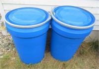 (2) Greif 114L / 30 USG plastic barrels with