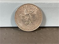 1968 Mexico silver Olympics 25 pesos coin