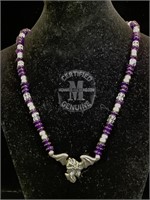 Sterling,Amethyst & glass beads w/ Sterling