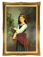 Girl with Basket of Grapes, signed W. Redman