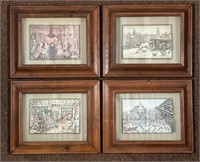 Four Anton Pieck Paper Cut Dioramas