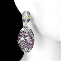 Natural  Rhodolite Garnet Aquamarine Peridot Earri