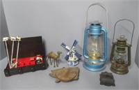 V and O 14.5" tall kerosene lantern, brass camel,