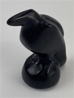 Handcarved Obsidian Stone Raven/Crow Statue