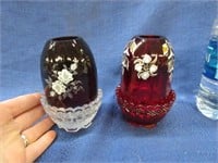 2 hand painted signed fenton candle holders
