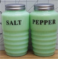 Jadeite glass salt and pepper shakers