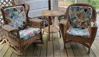 2 Outdoor Wicker Chairs & Table