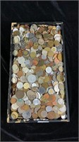Tray Lot of Mixed Foreign Coins