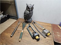 Garden Decor Plastic OWL +Garden Tools +Sprinklers