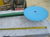 Saw Blade Painted Blue w/ Welded Fence Post