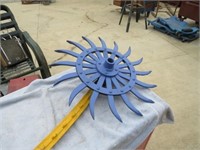 Rotary Hoe Blade Painted w/ Welded Fence Post
