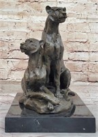 Impressionist Bronze Sculpture Of Female Lionesses