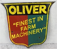 Enamel "OLIVER FINEST IN FARM MACHINERY" Sign