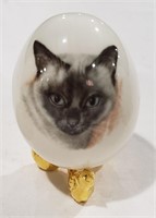 Porcelain Egg With Cat Painted on it