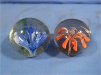 2 Hand Blown Glass Paperweights