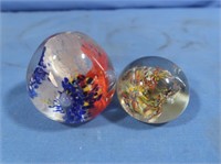 2 Hand Blown Glass Paperweights