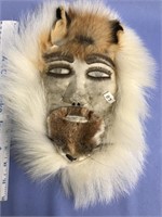 13" skin mask with polar bear trim and fox ears, t