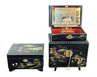 (2) Vintage Oriental Music Boxes Ballerina Dancer