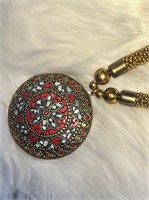 Large pendant beaded necklace