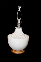Gilt, Porcelain & Lucite Table Lamp