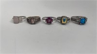 5 .925 silver Gemstone Ladies Rings