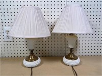 pair hobnail dresser lamps