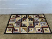 Square Pattern Hooked Rug
