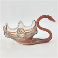 Vintage Sooner Glass Swan Bowl