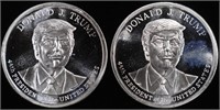 (2) 1 OZ .999 SILVER DONALD TRUMP ROUNDS