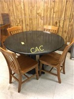 Round Marble Topped Table w/4 Wooden Chairs