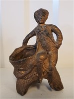 Antique 4" Figural Toothpick Holder Man & Lizard
