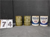 2 Havoline Motor Oil & Imperial Oil Co. Cans