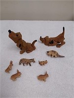 Group of carved wood animals