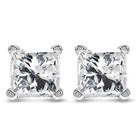 14K Princess Cut Lab-Grown Diamond Stud Earrings
