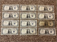 LOT OF 12 1957 SILVER CERTIFICATE ONE DOLLAR