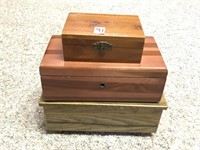 3 Wooden Keepsake Boxes (6"-10"W)